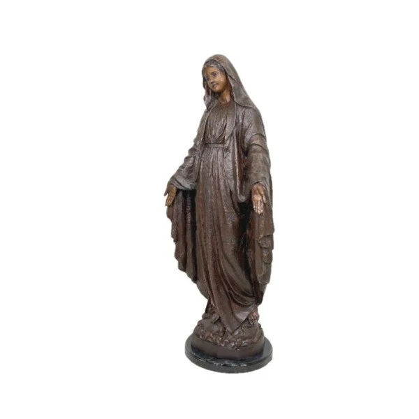 Madonna with Marble Base Bronze Statue