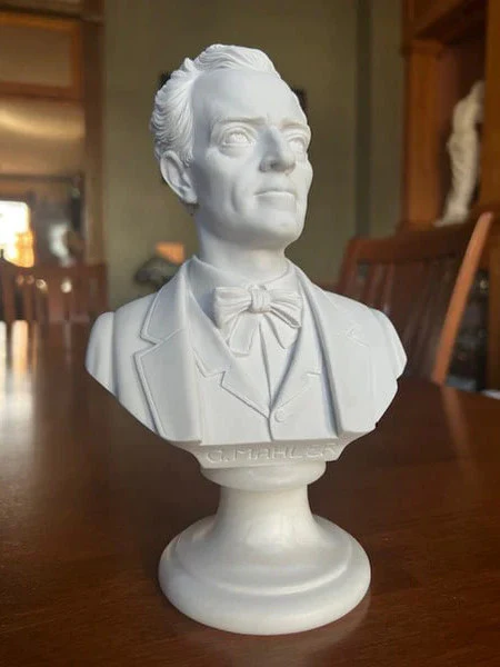 Gustav Mahler Marble Bust Portrait Sculpture on Alabaster Base - Image 4