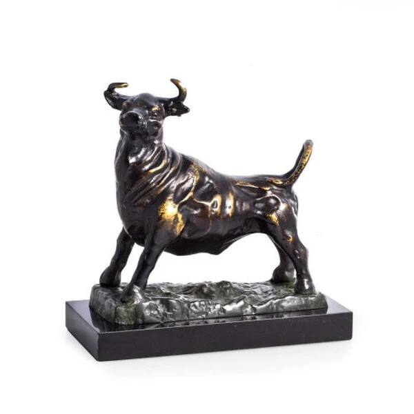 Majestic Bull Sculpture on Marble Base