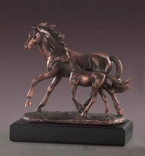 Mare with Foal Sculpture 9" High