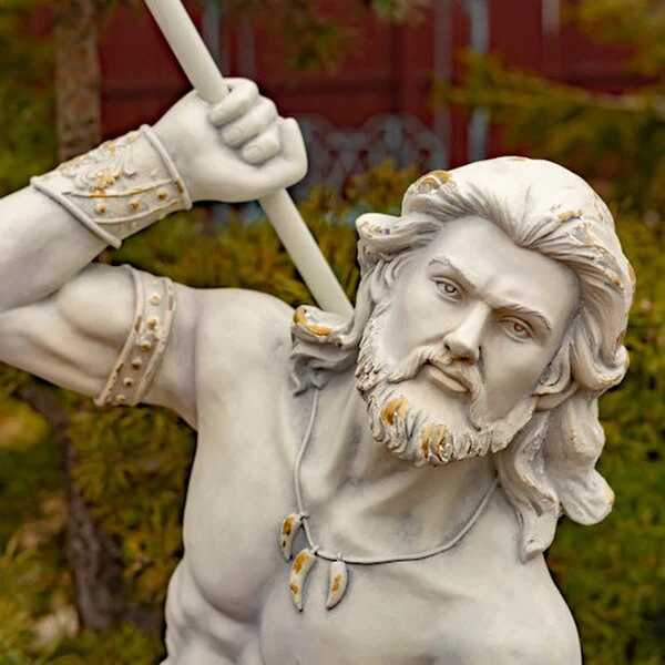 Merman Garden Statue Throwing Trident - Image 6