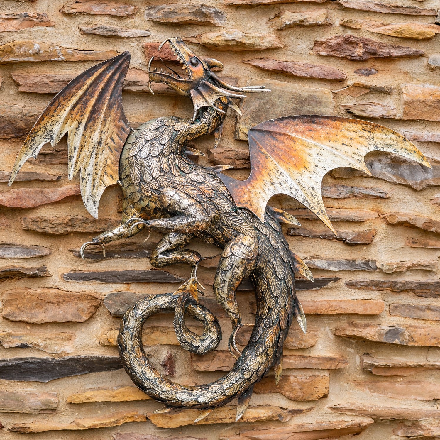 Metal Serpent Dragon Wall Hanging 33" High