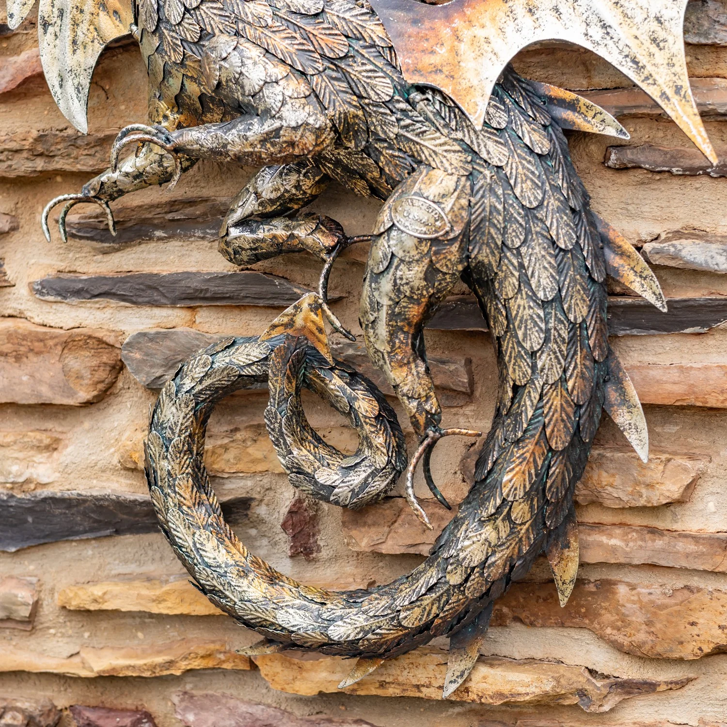 Metal Serpent Dragon Wall Hanging 33" High - Image 4