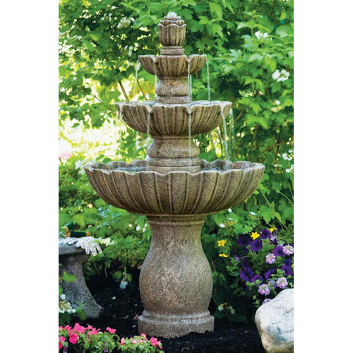 Mirabella Scallop Garden Fountain – Three-Tiered Cast Stone Masterpiece 54" High - Image 2