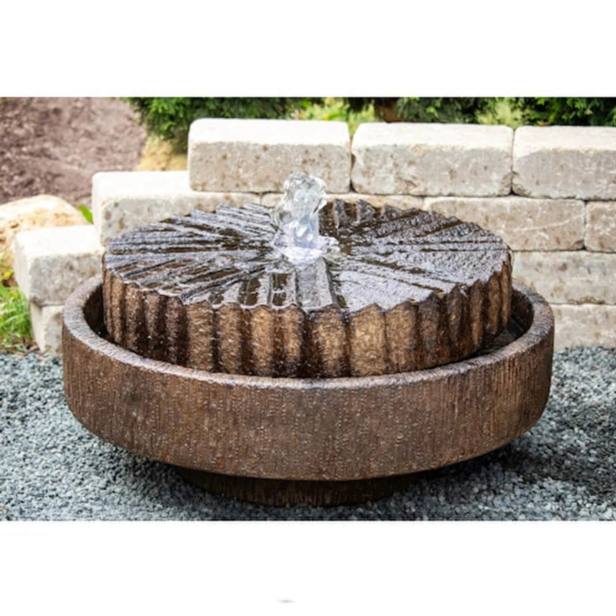 Modern Millstone Fountain Cast Stone - Image 7