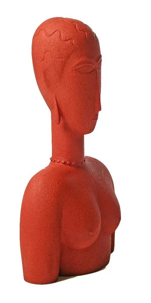 Modigliani Abstract Female Bust Red Statue - Image 3