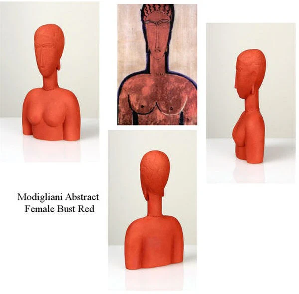 Modigliani Abstract Female Bust Red Statue - Image 5
