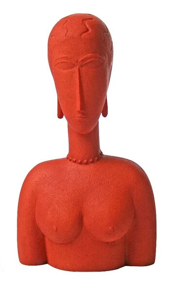Modigliani Abstract Female Bust Red Statue - Image 6