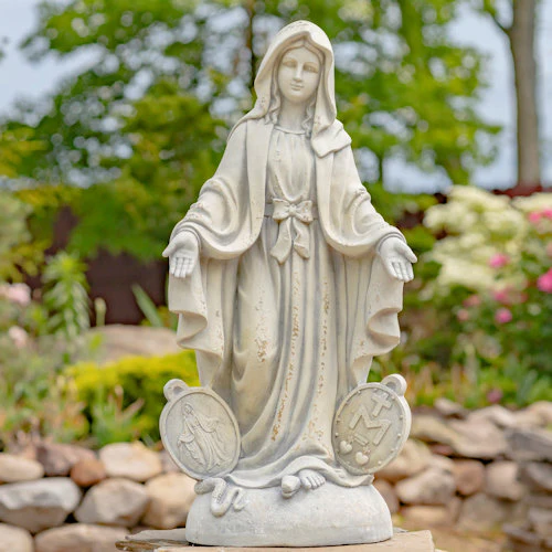 Mother Mary Garden Sculpture 36" High Antique Grey