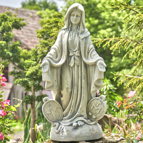 Mother Mary Garden Sculpture 36" High Antique Grey - Image 6