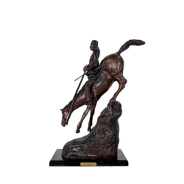 Mountain Man II Bronze Statue on Marble Base by Remington