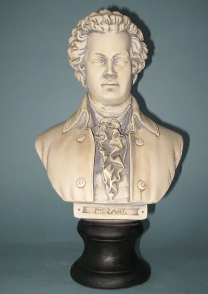 Mozart Bust Statue On Black Base