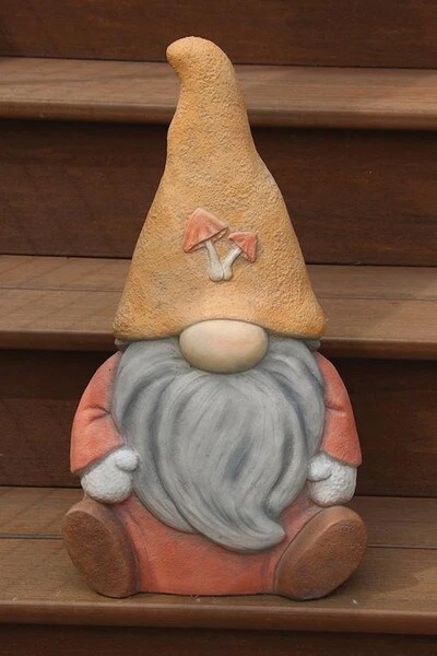 Mushroom Cement Garden Gnome 21" Statue - Image 2