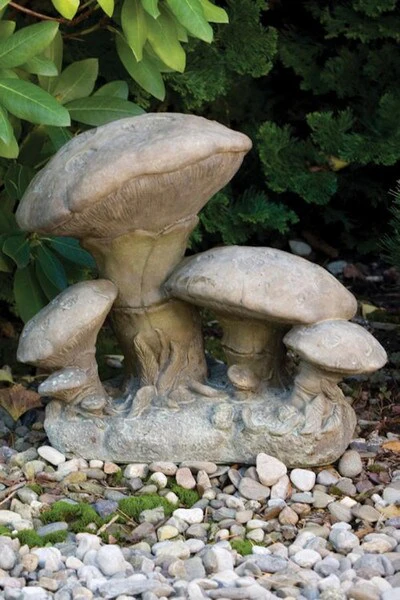 Mushroom Cluster Cement Garden Sculpture - Image 2