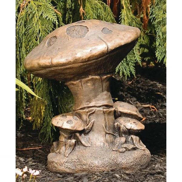 Mushroom Cluster Cement Sculpture 15.25" H