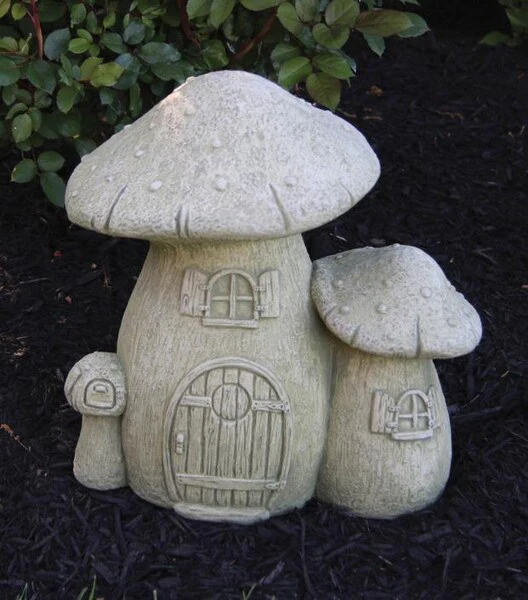 Mushroom Cottage Stone Garden Statue