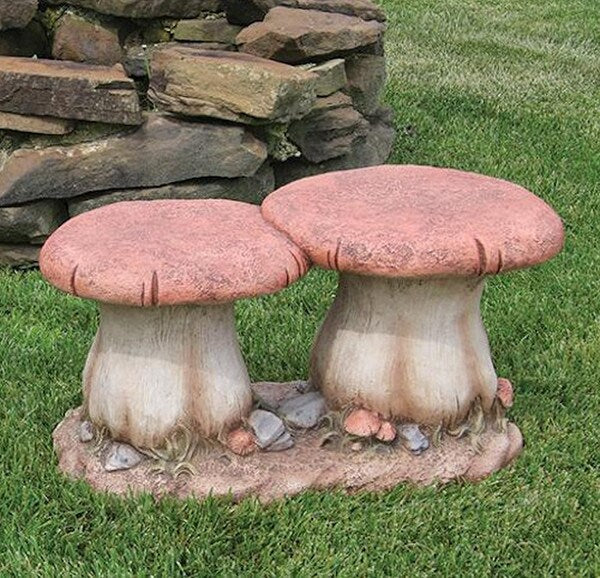 Mushroom Double Garden Seat Stool Sculpture - Image 2