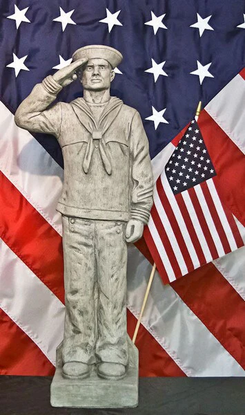 American Soldier Saluting Navy Garden Statue 30" High - Image 2