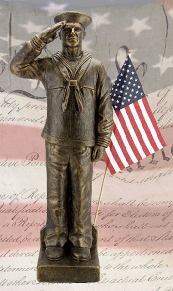 American Soldier Saluting Navy Garden Statue 30" High - Image 3