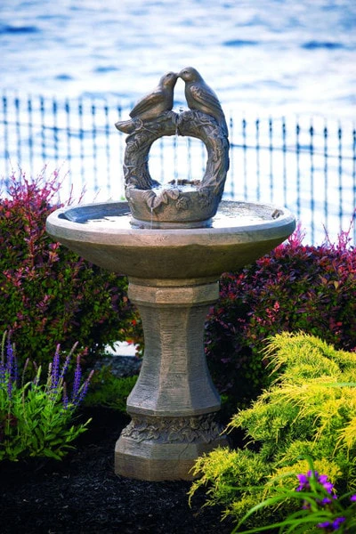 Nesting Birds on Vine Sphere Fountain