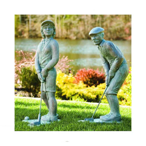 Nostalgic Golfer Set Man & Woman Garden Statues - Image 4