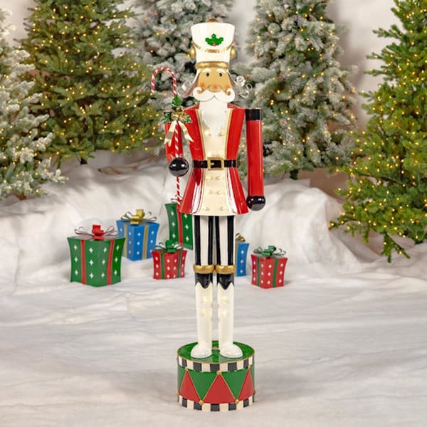Nutcracker with Candy Cane Statue LED Lights 65" H