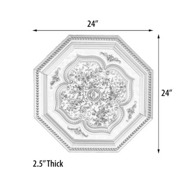 Octagon Silver Ceiling Medallion 24 inch - Image 4