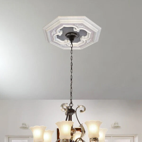 Octagon White Silver Ceiling Medallion 24 inch - Image 2