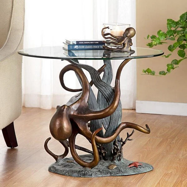 Octopus and Seagrass Sculptural End Table