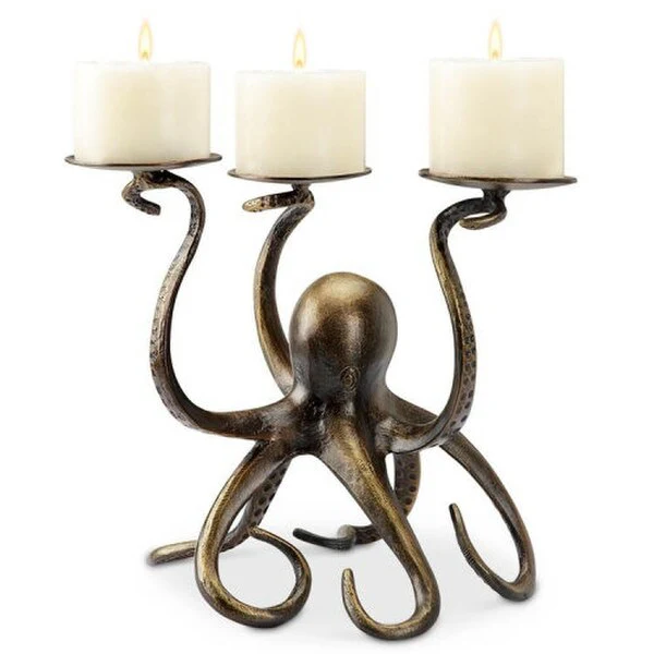 Octopus Pillar Trio Candle Holder Sculpture - Image 2