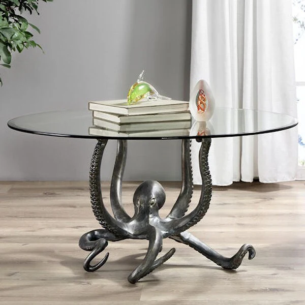 Octopus Sculptural Coffee Table with Glass Top