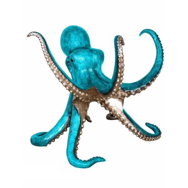 Octopus Table Base Bronze Statue (Caribbean Blue)
