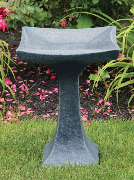 One Piece Scooped Birdbath Cast Stone 22" Tall - Image 2