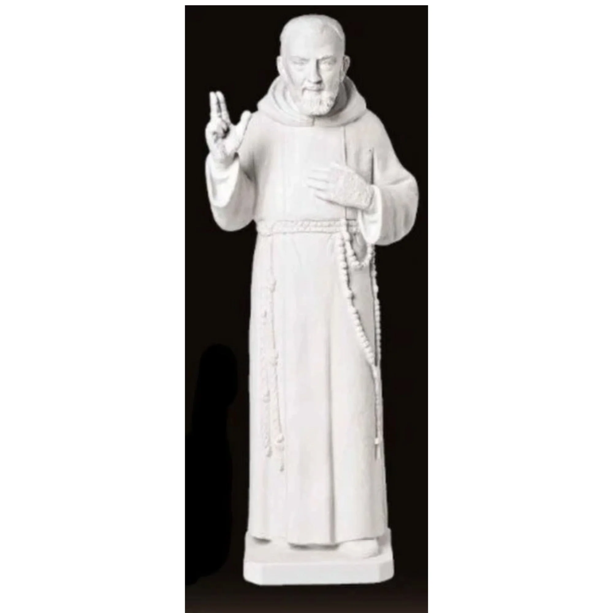 Padre Pio Carrara Marble Sculpture 39.5"