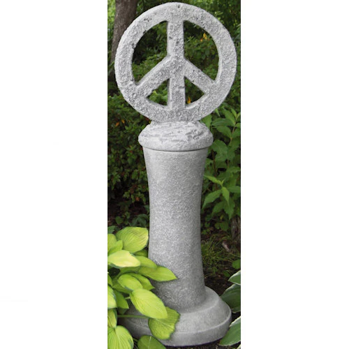 Peace Sign Symbol on Pedestal Sculptural Statue - Image 2