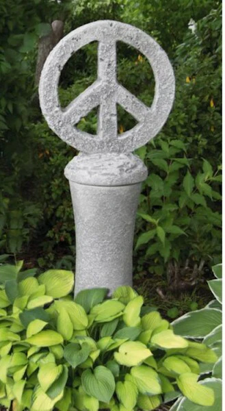 Peace Sign Symbol on Pedestal Sculptural Statue - Image 3