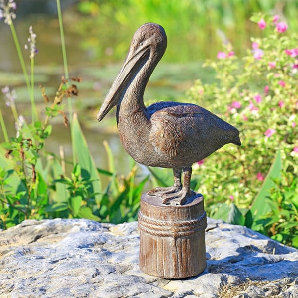 Pelican Fisherman Garden Sculpture 25" High