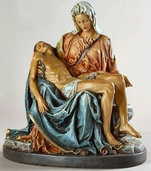 Pieta Hand Painted 10" High Sculpture