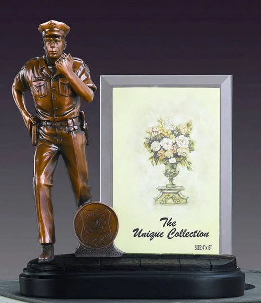 Police Officer Sculptural Award Picture Frame 8" High