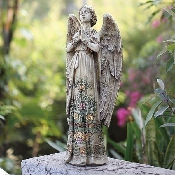 Praying Angel Garden Statue with Floral Gown 24" High