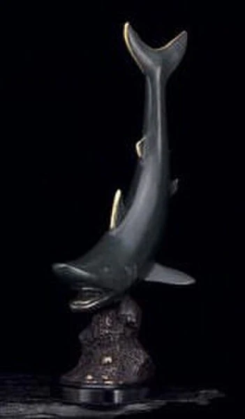 Predator Shark Brass Sculpture 15.5" H