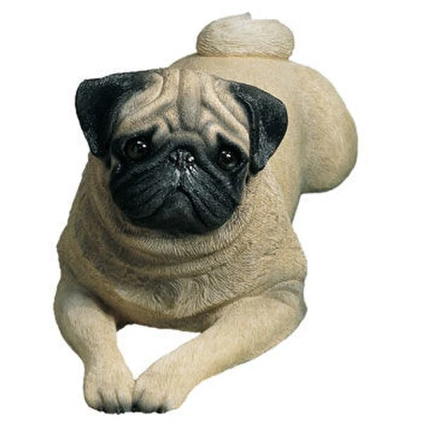 Pug Fawn Laying Down Dog Sculpture