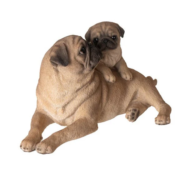 Pug Mother with Puppy Figurine - Image 4