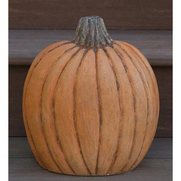 Pumpkin Cement Statue 12.5" High
