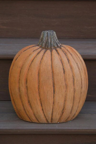 Pumpkin Cement Statue 12.5" High - Image 2