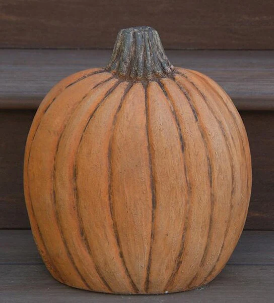 Pumpkin Cement Statue 12.5" High - Image 3