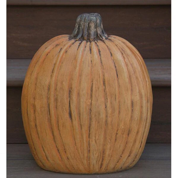 Pumpkin Cement Statue 15.5" High