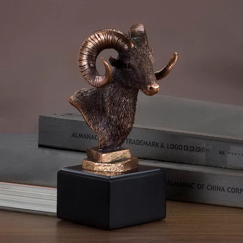 Ram Bighorn Sculptural Portrait Bust 8" High