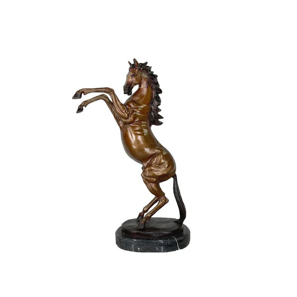 Rearing Horse Bronze Statue on Marble Base
