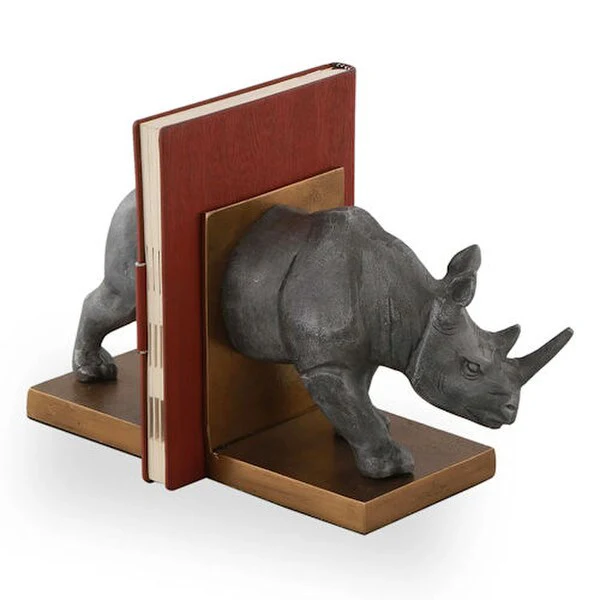 Rhinoceros bookends sculptures - Image 3